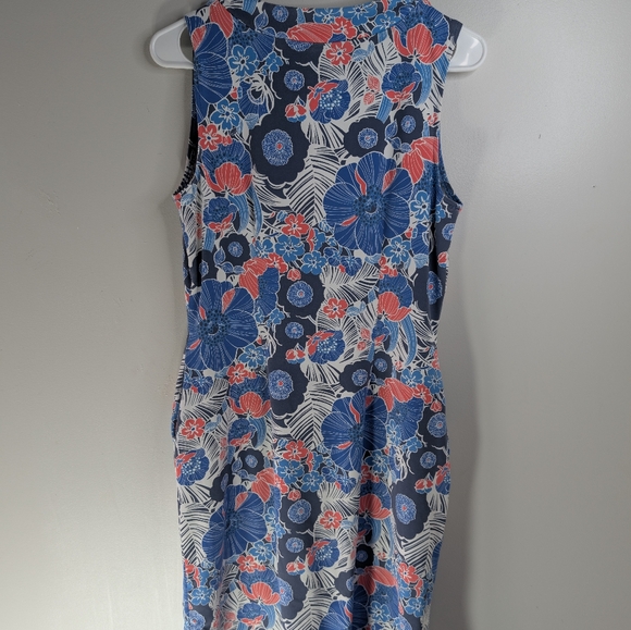 Sunset & Sweet Tea Floral Sleeveless Dress - Blue and Red Size Small - Picture 3 of 9